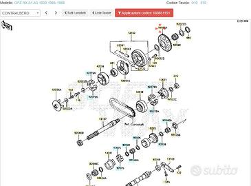 Ingranaggio contralbero Kawasaki GPZ RX 1000 16085