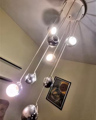 Lampadario Design "8 BOLLE" Cromo - LED 