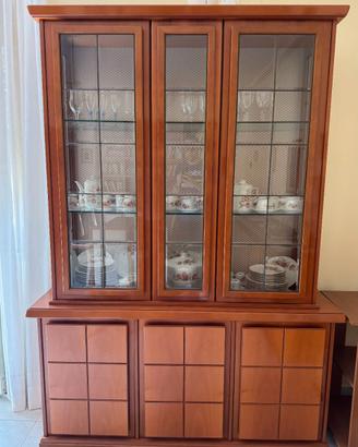 Vetrina alta + Credenza bassa classica in legno