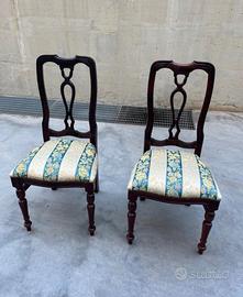 Due Sedie Imbottite in Mogano Vintage