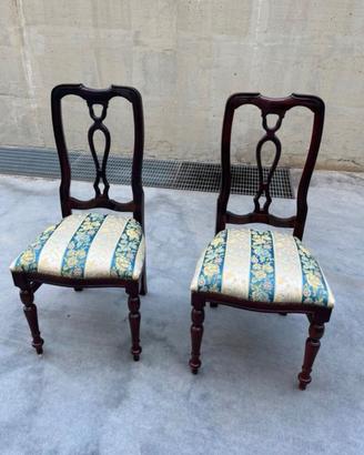 Due Sedie Imbottite in Mogano Vintage