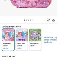 Zainetto Asilo Bambino Unicorno Paillette