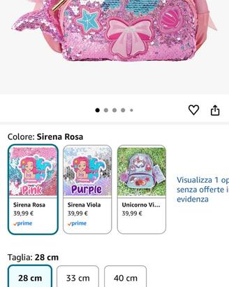 Zainetto Asilo Bambino Unicorno Paillette