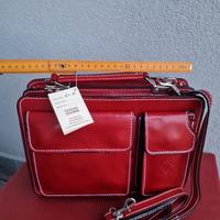 BORSA DONNA PELLE ROSSA TRACOLLA