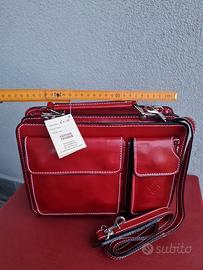 BORSA DONNA PELLE ROSSA TRACOLLA