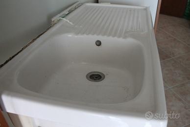 Lavandino cucina bianco in ceramica + gocciolatoio