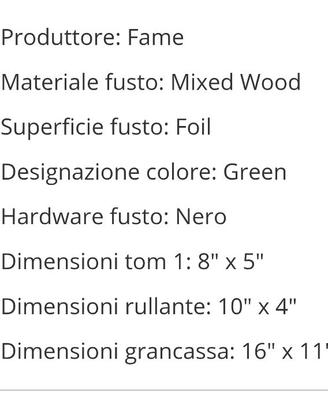 Batteria FAME junior 3/6anni