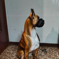 Statua cane Boxer grande ceramica smaltata vintage