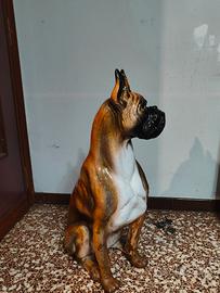 Statua cane Boxer grande ceramica smaltata vintage