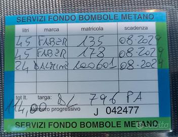 Bombole metano auto 46,45,24 litri collaudate