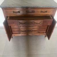 Cassettiera in legno con piano in marmo Luigi XVI