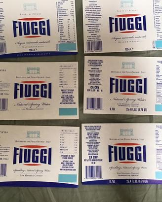 Etichette acqua minerale Fiuggi 42 diverse