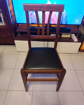 sedia da pranzo in legno con fodera similpelle