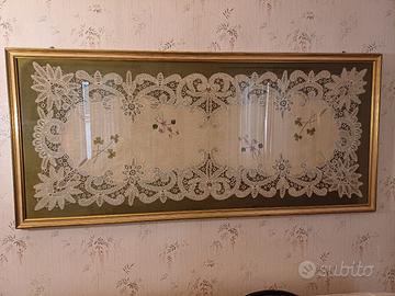 antico centrotavola pizzo Cantu' e seta 182x80