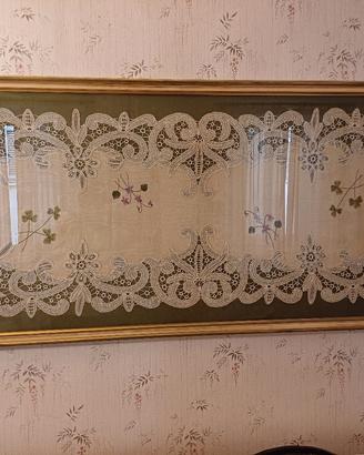 antico centrotavola pizzo Cantu' e seta 182x80