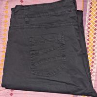 Pantalone in cotone blu/nero con bottoni