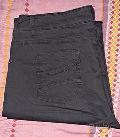 Pantalone in cotone blu/nero con bottoni