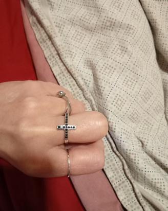 anello croce d'argento 