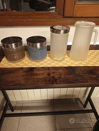 Set barattoli e caraffa in vetro 