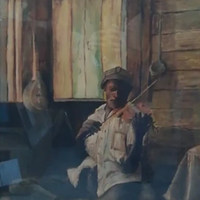 Quadro a olio: violinista con banjo