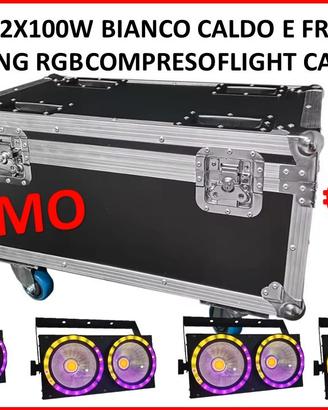Flight case con 4 Blinder 2x100w e doppio ring RGB