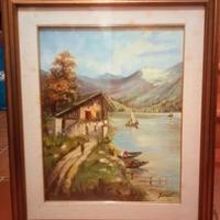 Quadro-Pittura olio-In riva al lago (Guizzo)