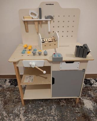 Banco da lavoro in legno Mamabrum con accessori
