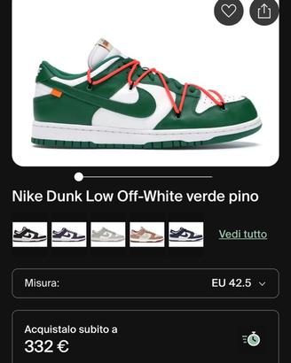 Nike Dunk x off-white verdi