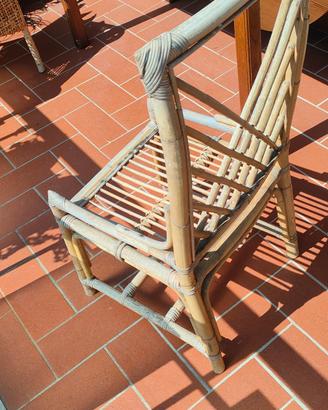 Sedia in bambù / giunco stile Vintage Boho Chic