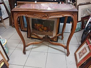 Tavolo Scrivania in legno piano in vetro