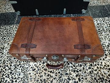 Valigia in pelle auto d'epoca sidecar Moto Vetrine