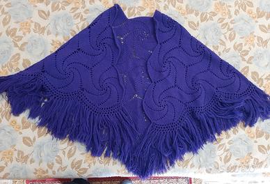 SCIALLE VIOLA UNCINETTO E VERDE ACQUA VINTAGE