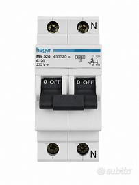 Interruttore Magnetotermico Hager MY520 C20 2 Poli