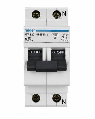 Interruttore Magnetotermico Hager MY520 C20 2 Poli