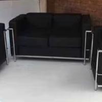 Divano Design Stile Le Corbusier LC2 + 2 Poltrone