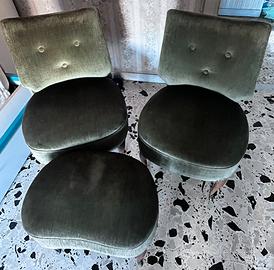 Poltroncine vintage + pouf in velluto verde