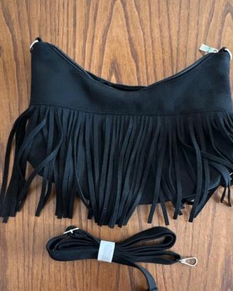 borsa con frange nera 
