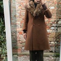 Cappotto lana vintage collo pelliccia marmotta