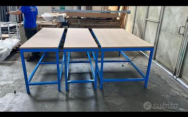 Banchi da lavoro in acciaio piano MDF nuovi