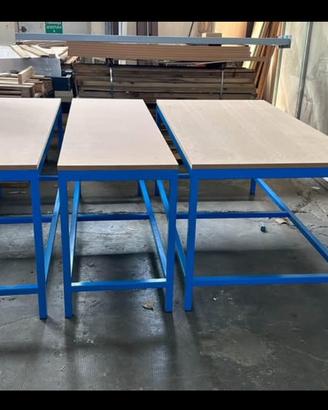 Banchi da lavoro in acciaio piano MDF nuovi