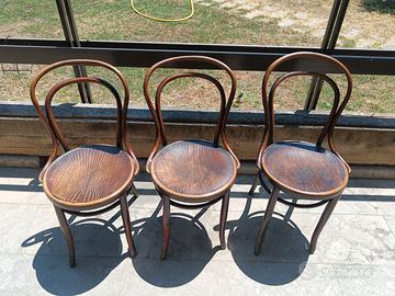 Lotto 3 sedie antiche tipo thonet seduta legno 