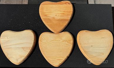 4 basi in legno naturale a Cuore 16x15 cm DIY