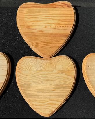 4 basi in legno naturale a Cuore 16x15 cm DIY