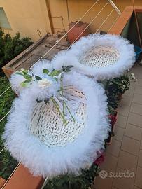 2 Ceste in vimini bianchi addobbate per Matrimonio