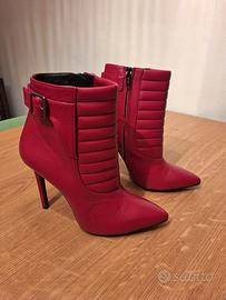Stivaletti rossi semilpelle tacco 10