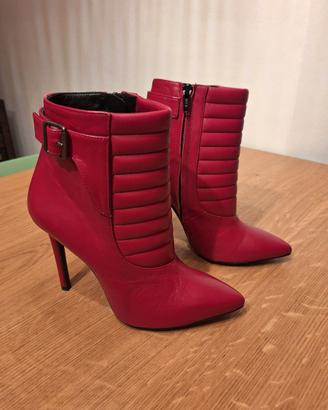Stivaletti rossi semilpelle tacco 10