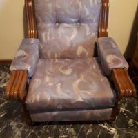POLTRONA IN LEGNO MASSICCIO E STOFFA+CUSCINI