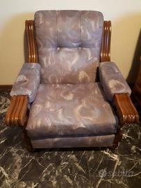 POLTRONA IN LEGNO MASSICCIO E STOFFA+CUSCINI