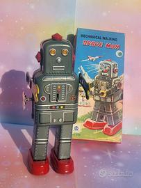 ROBOT IN LATTA MECCANICO SPACE MAN HaHa Toys REPRO