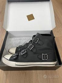 Sneakers ASH Vincent, pelle nera con fibbie